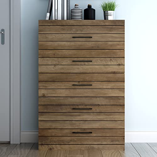 Galano Hamsper 5 Drawer Dresser - Hallway - Chest Organizer and Closet Cabinet Unit - Entryway or Living Room - Knotty Oak - Galano Furniture