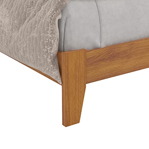 Galano Abby Retro Queen-Bettrahmen mit Kopfteil – Bettrahmen Queen Size – Queen-Size-Bettrahmen – Holzbettrahmen – Kein Boxspringbett erforderlich – Hohe Gewichtskapazität – Bernsteinfarbener Nussbaum