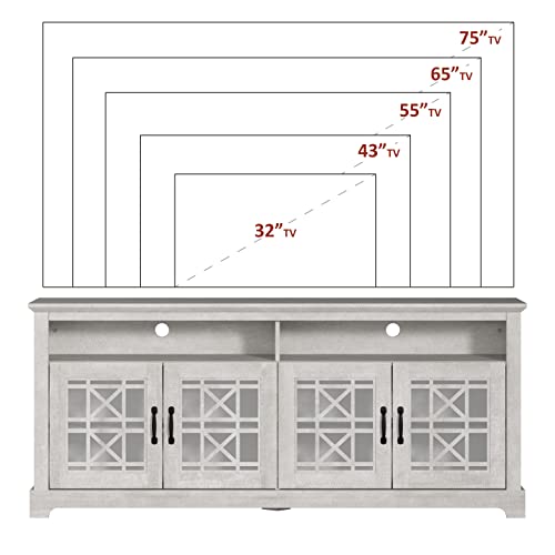 Galano Isadora 4 Door TV Cabinet - Media Storage - TV Cabinet - Living Room Storage - 75 Inch Entertainment Center - Living Room Media Console Cabinet Stand with 4 Doors - Dusty Grey Oak