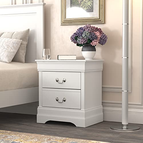 Galano Ireton Ultrafast Assembly & Toolfree 2 Drawer Nightstand - Storage End Table, Sofa Side Table - Bedside Lamp Table - Bedside Cabinet - Storage Cabinet - White - Galano Furniture