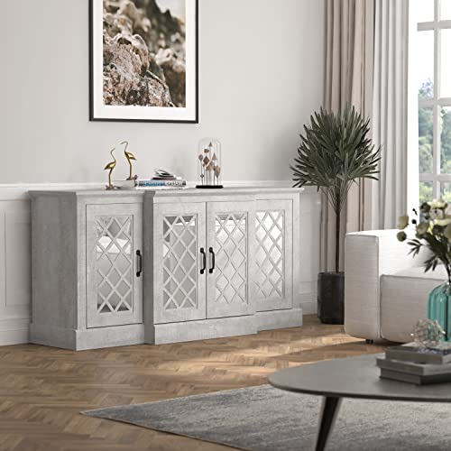 Galano Millicent Wide Accent Sideboard with Shelves - Accent Cabinet with Storage - Sideboard Cabinet for Living Room, Kitchen, Bedroom, Entryway - Easy Assembly - Dusty Grey Oak