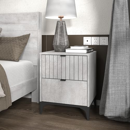 Galano Zaffy Nightstand - Nightstand with Drawer - Nightstand Lamp - End Table - Side Table - Bedside Table - Drawer Glides - Engineered Wood - Easy Assembly - Dusty Grey Oak