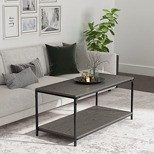 Galano Bowie Coffee Table - Table with Storage - Storage Cabinet for Hallway - Entryway or Living Room - Dark Grey Oak - Galano Furniture