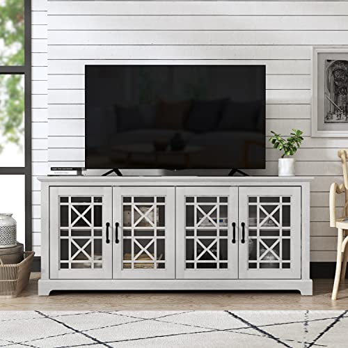 Galano Isadora TV Stand for 65-75 inch TV - Home Entertainment Center- Storage Wooden Cabinet - Living Room Furniture - Console with 4 Doors - Shelf Area (Dusty Grey Oak) - Galano Furniture