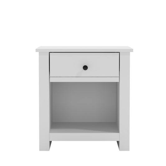 Galano Genoa Classic Nightstand, Small Drawer Dresser for Bedroom, Wood Side Table with Open Shelf, Bedside Furniture, Night Stand, End Table with Storage for Bedroom, Living Room, White