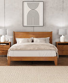 Galano Abby Retro Queen Bed Frame with Headboard - Bed Frame Queen Size - Queen Size Bed Frame - Wood Bed Frame - No Box Spring Needed - Strong Weight Capacity - Amber Walnut