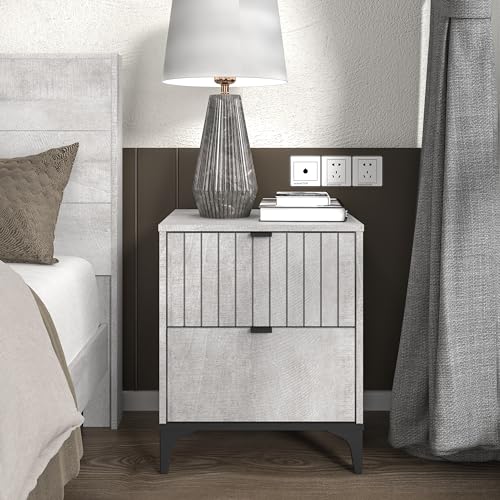 Galano Zaffy Nightstand - Nightstand with Drawer - Nightstand Lamp - End Table - Side Table - Bedside Table - Drawer Glides - Engineered Wood - Easy Assembly - Dusty Grey Oak