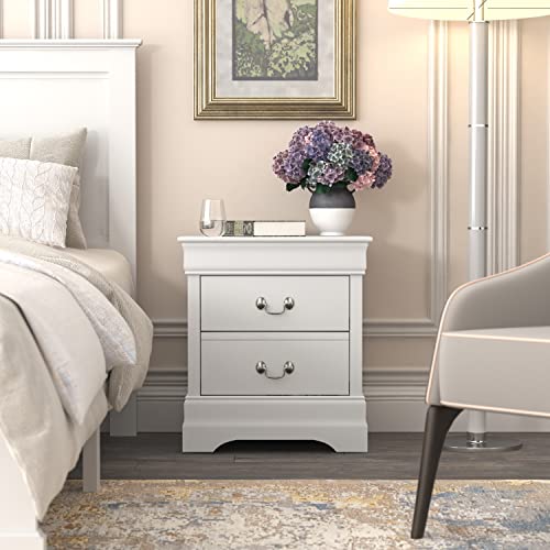 Galano Ireton Ultrafast Assembly & Toolfree 2 Drawer Nightstand - Storage End Table, Sofa Side Table - Bedside Lamp Table - Bedside Cabinet - Storage Cabinet - White - Galano Furniture