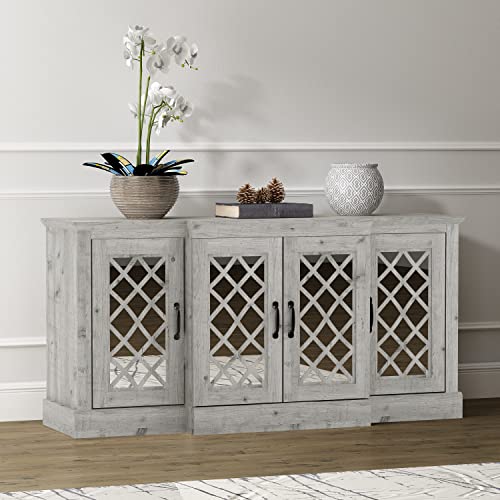 Galano Millicent Wide Sideboard with Shelves - Accent Cabinet with Storage - Sideboard Cabinet for Living Room, Bedroom, Office, Entryway - Easy Assembly - Mexican Grey