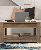 Galano Philia Square Storage Coffee Table with Drawer - Living Room Shelf - Hidden Storage - Distressed Rustic Wood Finish - (Knotty Oak) - Galano Furniture