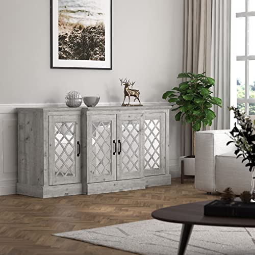 Galano Millicent Wide Sideboard with Shelves - Accent Cabinet with Storage - Sideboard Cabinet for Living Room, Bedroom, Office, Entryway - Easy Assembly - Mexican Grey