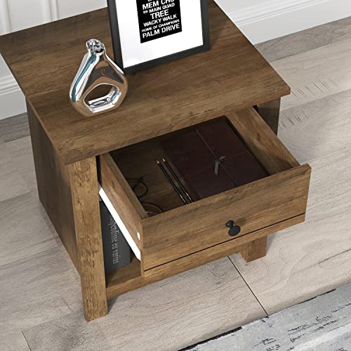 Genoa 1 Drawer Nightstand - Bedside Table Bedroom - Bedside Cabinet - Spacious Storage End Table - Sofa Side Table - Storage Cabinet Living Room Furniture - Knotty Oak - Galano Furniture