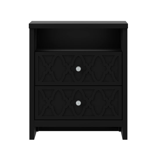 Galano Heron Nightstand - Small Drawer Dresser with Open Shelf - Small Chest of Drawer - Bedroom Furniture - Night Stand - Modern End Table with Storage Drawer - Easy Assembly - Black