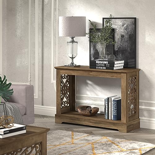 Galano Heron Mission Console Table - Console Table with Storage - Entryway Table - Living Room Tables - Side Table - End Table - Easy Assembly - Knotty Oak