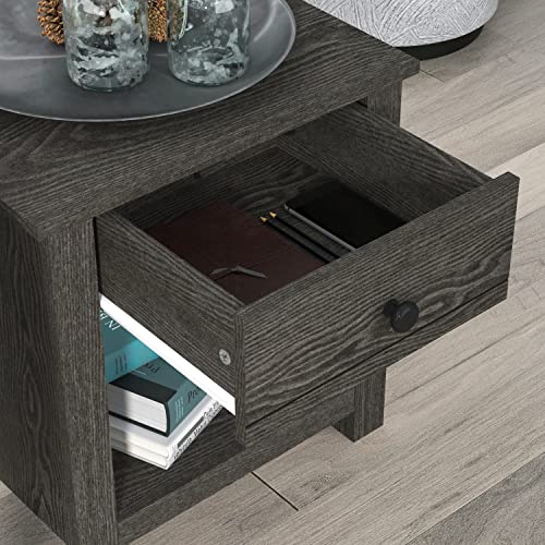 Genoa 1 Drawer Nightstand - Bedside Table Bedroom - Bedside Cabinet - Spacious Storage End Table - Sofa Side Table - Storage Cabinet Living Room Furniture - Dark Grey Oak - Galano Furniture