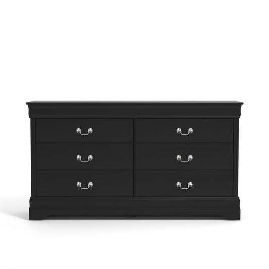 Galano Ireton 6 Drawer Dresser for Bedroom with 6 Deep Drawers Modern Chest of Drawers Wood Rustic Wide Storage Drawers Dressers Organizer for Closet Tool-Less Assembly Black