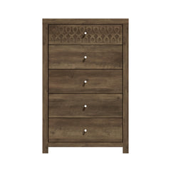 Galano Lavish 5 Drawer Dresser Clothes Organization for Bedroom Tall Wood Chest Drawer Laser Cut Design Easy Assembly 16.06" D x 29.61" W x 45.12" H Knotty Oak