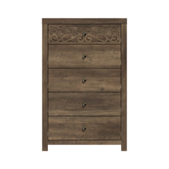 Galano Lophelia 5 Drawer Dresser Chest of Drawers for Bedroom Wood Furniture Clothing Storage Organizer Laser Cut Design 16.06" D x 29.61" W x 46.38" H Knotty Oak