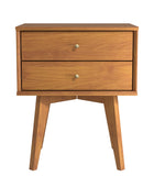 Galano Abby Retro Nightstand - 2 Drawer Dresser - Small Chest of Drawer - Bedroom Furniture - Night Stand - Modern End Table with Storage Drawer - Easy Assembly - Amber Walnut