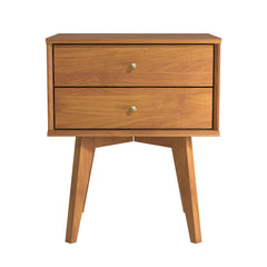 Galano Abby Retro Nightstand - 2 Drawer Dresser - Small Chest of Drawer - Bedroom Furniture - Night Stand - Modern End Table with Storage Drawer - Easy Assembly - Amber Walnut