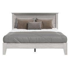 Galano Tiena Louvered Wood Platform Queen Bed Frame with Headboard, Mattress Foundation with Wood Slat Support, No Box Spring Needed, Easy Assembly, Dusty Grey Oak