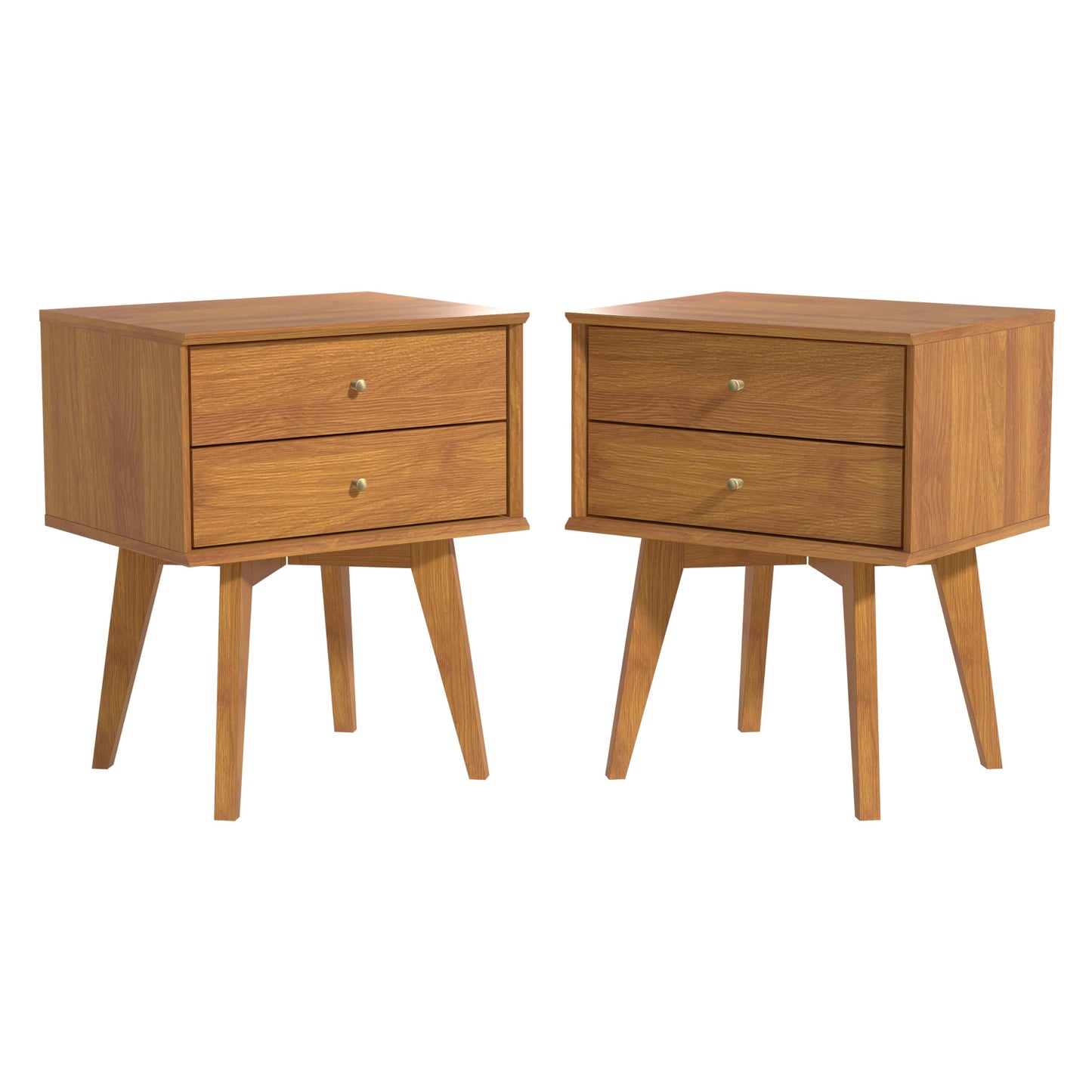 Galano Abby Retro Nightstand Set of 2, 2 Drawer Dresser for Bedroom, Small Dresser with 2 Drawers, Bedside Furniture, Night Stand, End Table for Bedroom, Amber Walnut