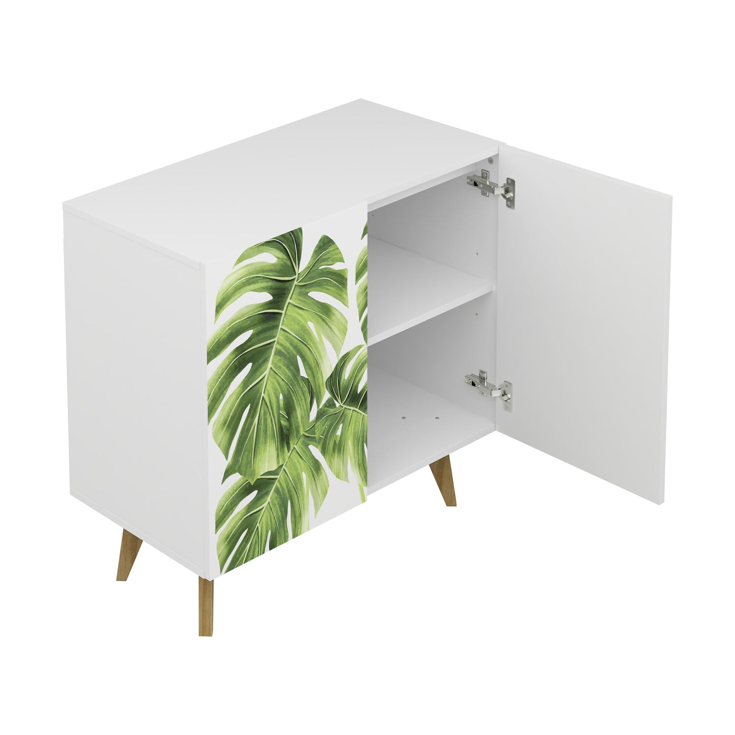 Galano Capson Fyllo 2 Door Sideboard - Buffets & Sideboards - Storage Cabinet - Buffet Cabinet - Accent Cabinet - Credenza for Living Room - Printed Doors - White with Printing