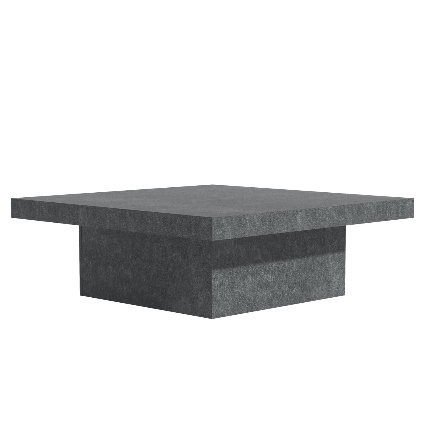 Galano Carmelo Coffee Table for Living Room, Square Minimalist Center Table with Industrial Design, Abundance Top Surface for Decor Display, Grey Stone