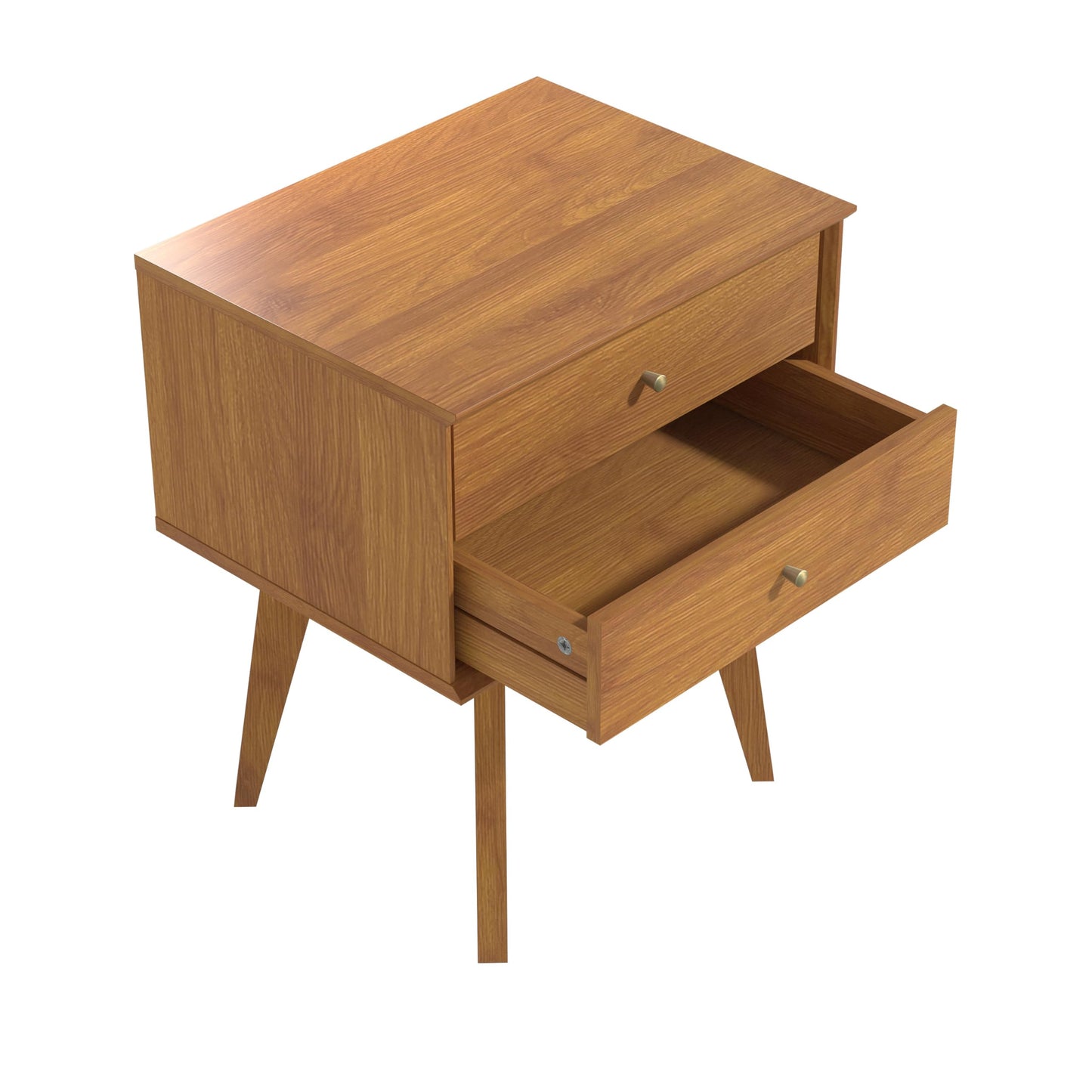 Galano Abby Retro Nightstand - 2 Drawer Dresser - Small Chest of Drawer - Bedroom Furniture - Night Stand - Modern End Table with Storage Drawer - Easy Assembly - Amber Walnut