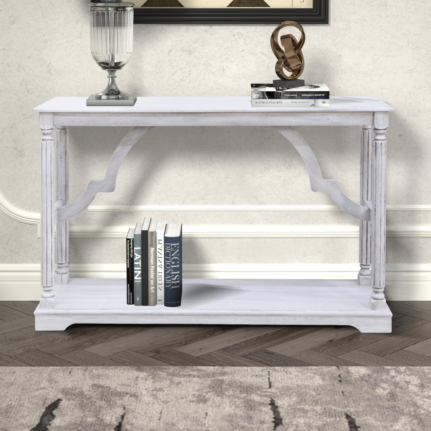 Galano Delroy Console Table, Small Entryway Table, Thin Sofa Table, Side Table, Display Table, for Hallway, Bedroom, Living Room, Foyer, 45.94" D x 11.81" W x 29.29" H, Antique White