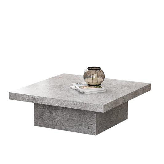 Galano Carmelo Couchtisch – Granit-Designtisch für das Wohnzimmer – Natürliche Used-Optik – Moderner quadratischer Holztisch – Einfache Montage – Beton Kühles Grau