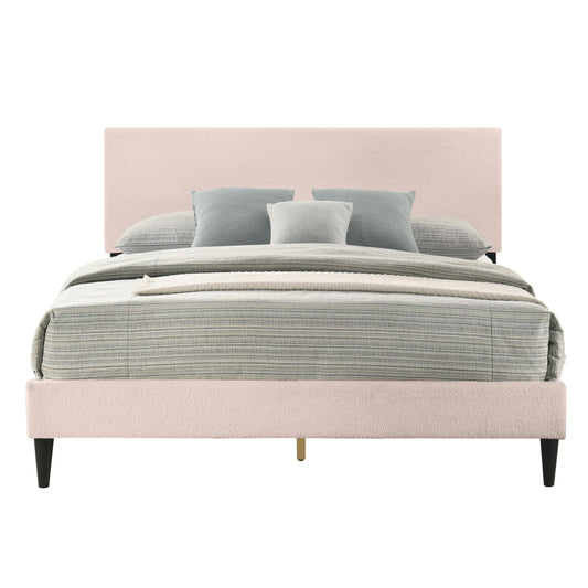 Galano Bayson Brooklyn Queen-Plattformbettrahmen, 109,2 cm hohes Kopfteil, hohes gepolstertes Bett, kein Boxspring erforderlich, Holzlattenunterstützung, einfache Montage, Rosa