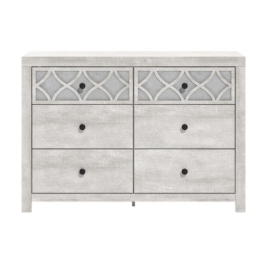 Galano Julric 5 Drawer Dresser Wood Closet Organizer Wide Bedroom Furniture with Deep Drawers Laset Cut Design 16.06" D x 29.61" W x 45.12" H Dusty Grey Oak