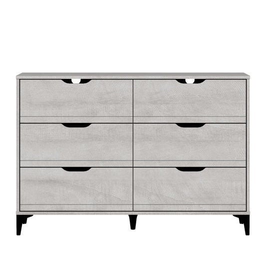 Galano Lilay 6 Drawer Dresser Wide Dressers for Bedroom 6 Deep Drawers for Closet Organizer Easy Assembly with Interlock Drawer Feature Dusty Grey Oak