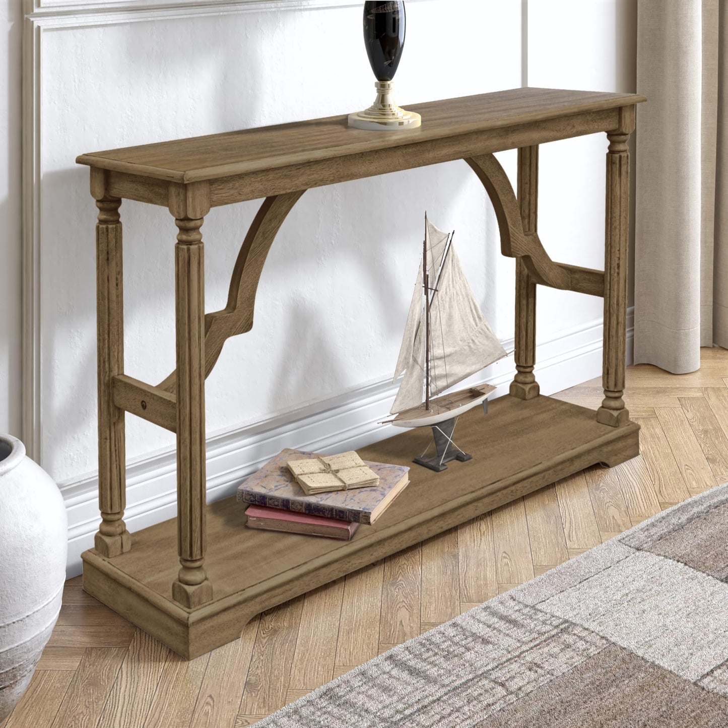 Galano Delroy Console Table, Small Entryway Table, Thin Sofa Table, Side Table, Display Table, for Hallway, Bedroom, Living Room, Foyer, 45.94" D x 11.81" W x 29.29" H, Knotty Oak