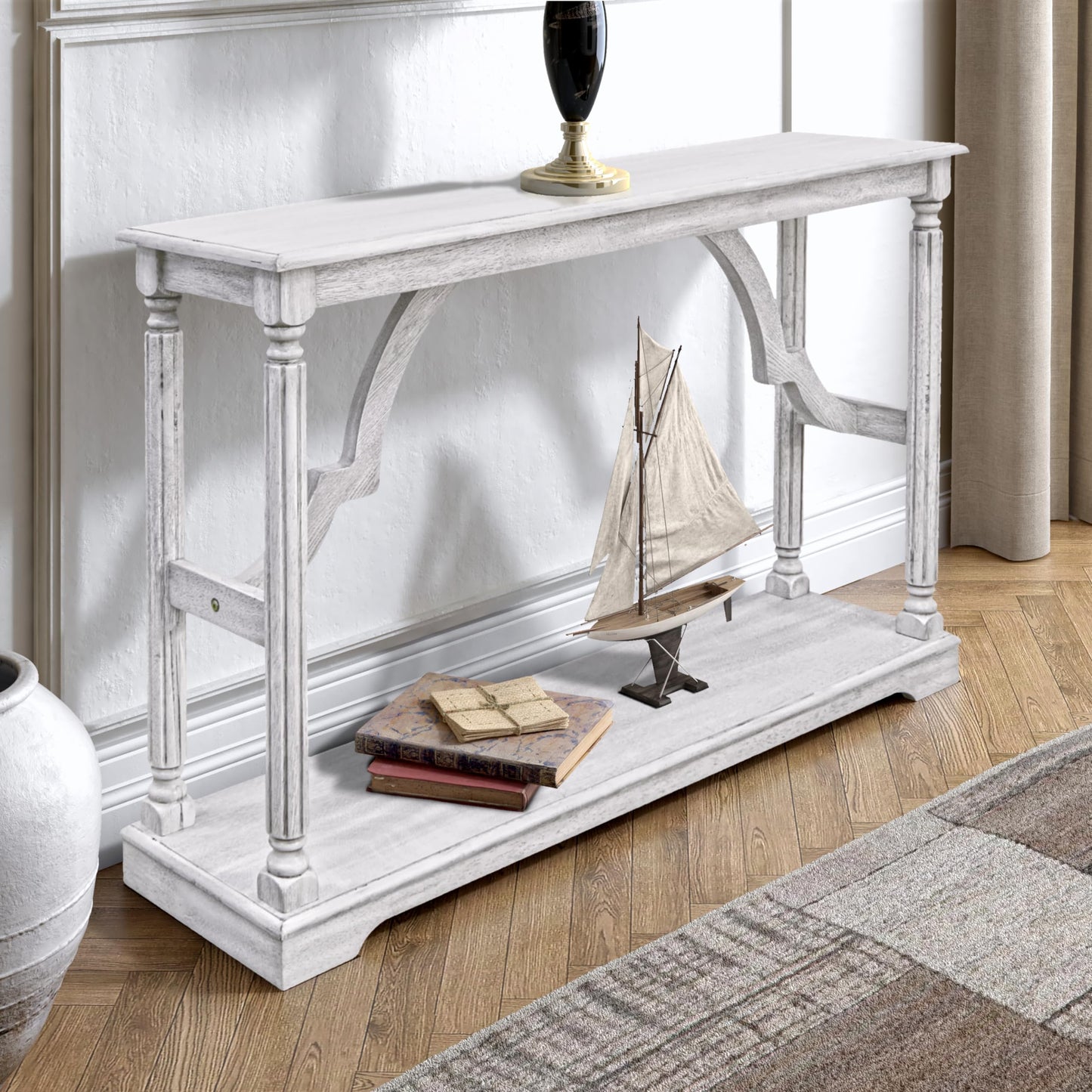 Galano Delroy Console Table, Small Entryway Table, Thin Sofa Table, Side Table, Display Table, for Hallway, Bedroom, Living Room, Foyer, 45.94" D x 11.81" W x 29.29" H, Antique White