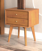 Galano Abby Retro Nightstand - 2 Drawer Dresser - Small Chest of Drawer - Bedroom Furniture - Night Stand - Modern End Table with Storage Drawer - Easy Assembly - Amber Walnut