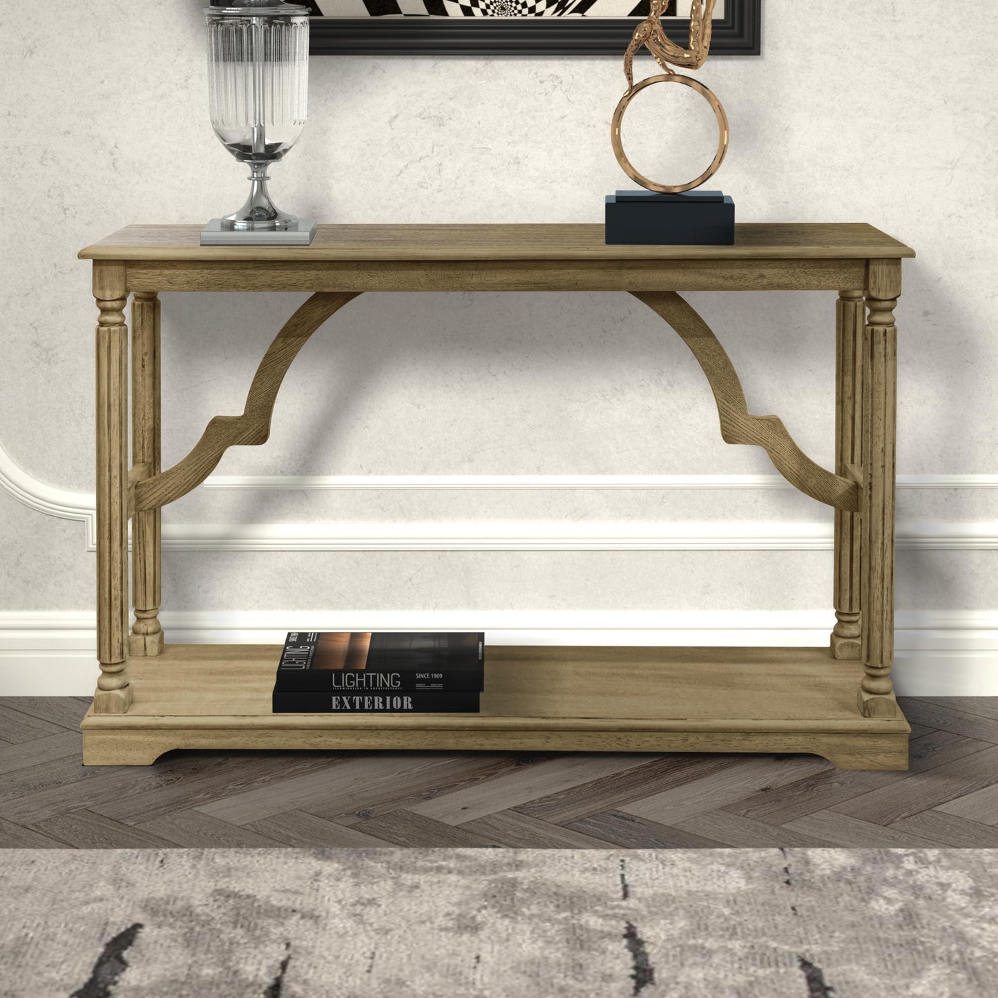 Galano Delroy Console Table, Small Entryway Table, Thin Sofa Table, Side Table, Display Table, for Hallway, Bedroom, Living Room, Foyer, 45.94" D x 11.81" W x 29.29" H, Knotty Oak